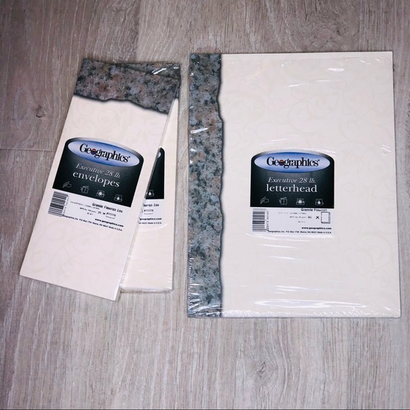 $5 GEOGRAPHICS Granite Stone Border Resume Paper Matching Envelopes Set - Picture 6 of 11